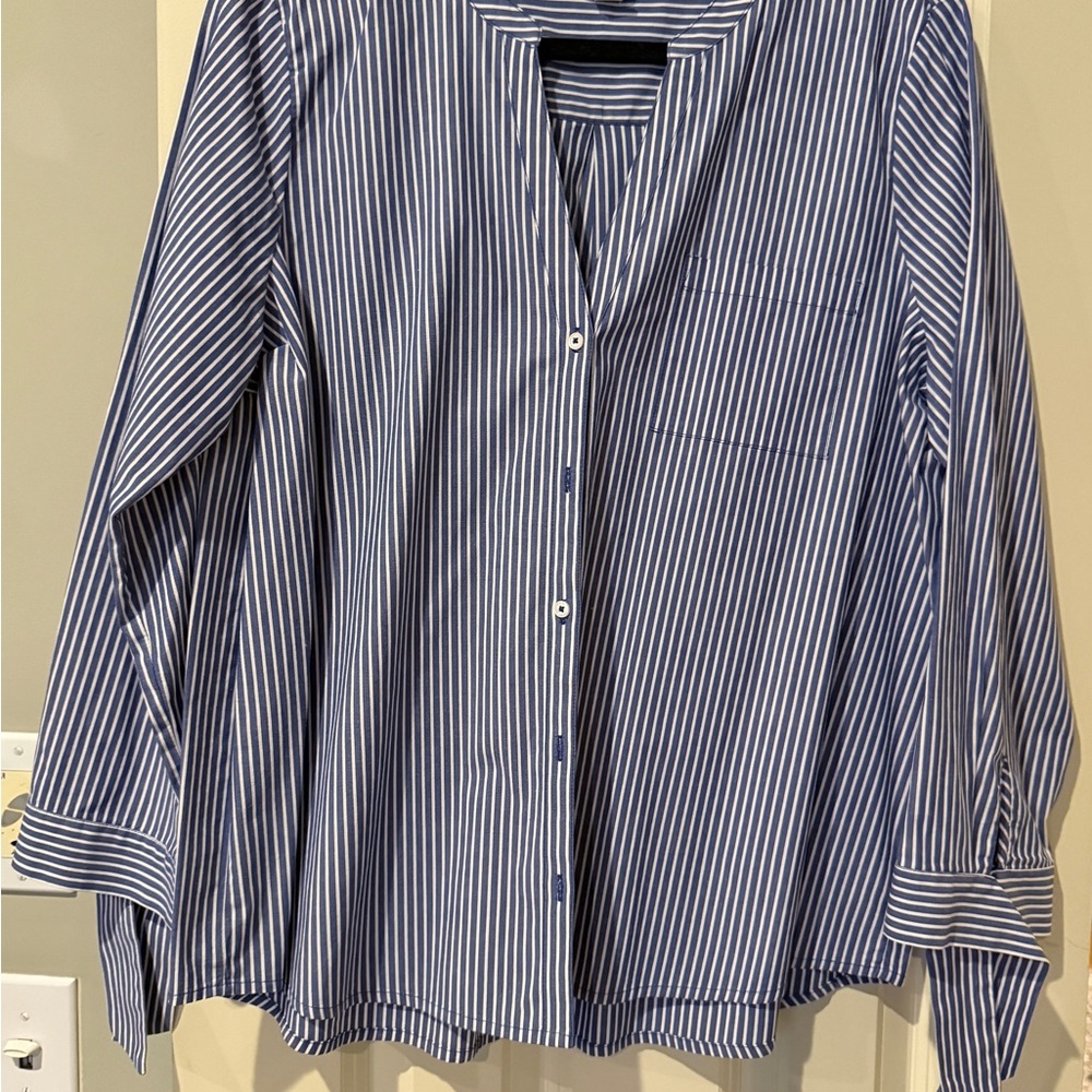 J. Crew Navy and White Striped Shirt